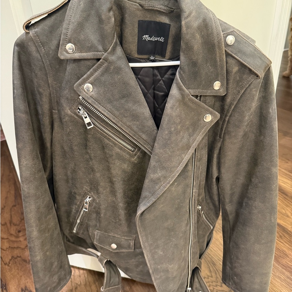 Madewell Olive Suede Moto Jacket